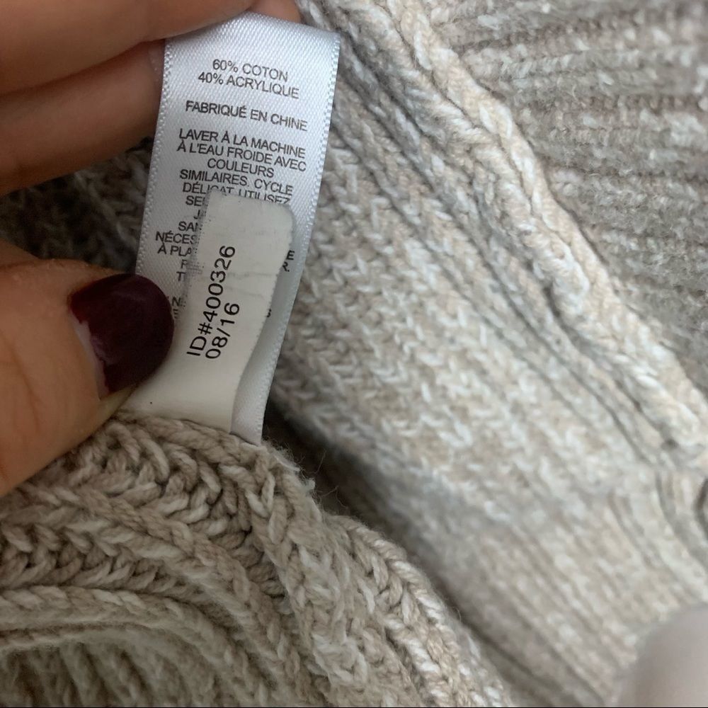 Express Small Grey Open Front Long Sleeved Sweater with Pockets - Picture 6 of 8